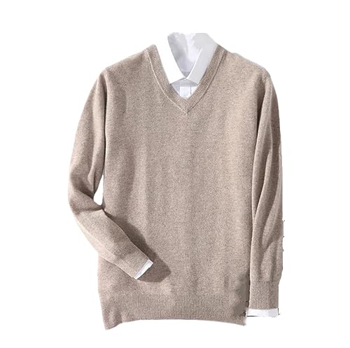 Suvoiier Männer Kaschmir Pullover Männer Pullover Herbst Winter Warme Klassische V-Ausschnitt Pullover Männlich Jumper Jersey Männer Pullover khaki9 XXXL von Suvoiier