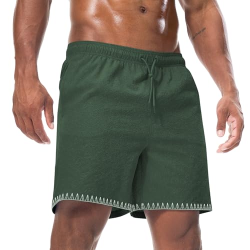 Suwangi Badehose Herren Badeshorts Schnelltrocknend Textur Wasserabweisend Strandhose Surf Shorts Schwimmhose Sporthose mit Meshfutter von Suwangi