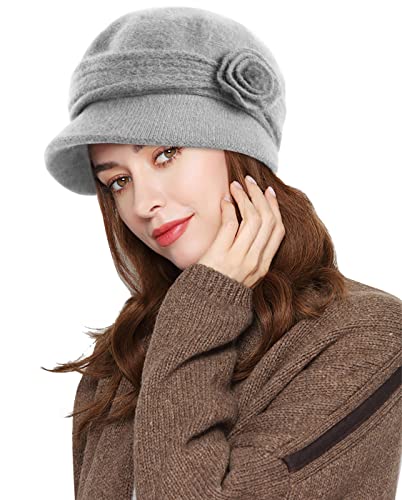 Suwangi Damen Schirmmütze Beanie Warme Ballonmütze Barett Visor Baskenmütze Winter Mütze von Suwangi