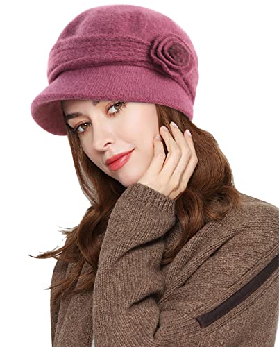 Suwangi Damen Schirmmütze Beanie Warme Ballonmütze Barett Visor Baskenmütze Winter Mütze von Suwangi