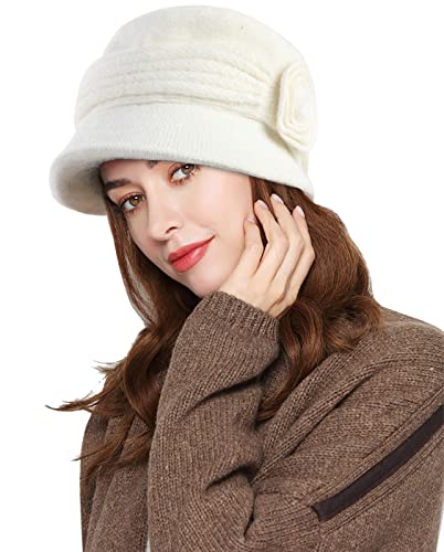 Suwangi Damen Schirmmütze Beanie Warme Ballonmütze Barett Visor Baskenmütze Winter Mütze von Suwangi