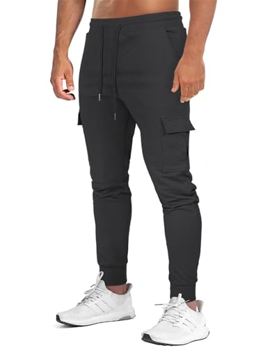 Suwangi Herren Cargo Hose Jogginghose Sporthose Trainingshose Slim Fit Baumwolle Jogger Hose Freizeit mit Taschen von Suwangi