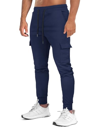 Suwangi Herren Cargo Hose Jogginghose Sporthose Trainingshose Slim Fit Baumwolle Jogger Jogginghose Freizeit mit Taschen von Suwangi