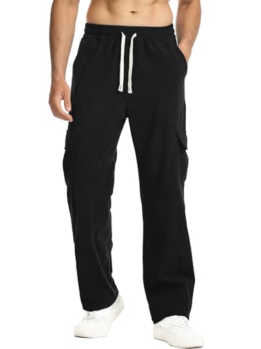 Suwangi Herren Cordhose Cargohose Cordgewebe Gerades Bein Freizeithose Elastische Taille mit Kordelzug mit Cargo Taschen von Suwangi