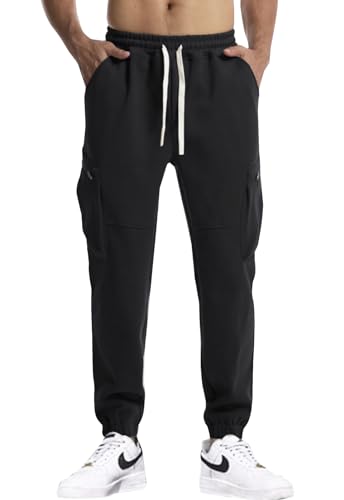 Suwangi Herren Jogginghosen Dicke Warme Baumwolle Jogger Trainingshose Sporthose Fitness Cargo Hose Freizeit Laufen mit Taschen von Suwangi