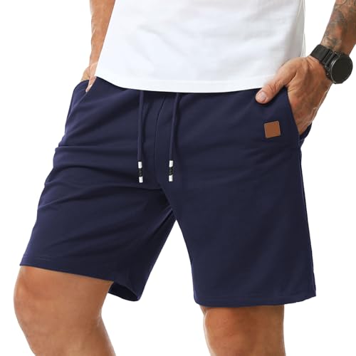 Suwangi Herren Sport Kurze Hosen Jogginghose Sporthose Kurze Sommer Baumwolle Elastische Taille mit Reißverschlusstaschen von Suwangi