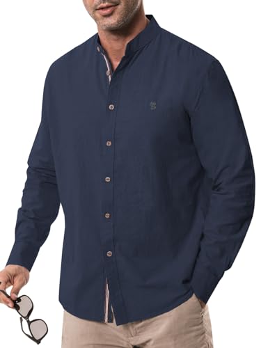 Suwangi Herren Langarmhemd Stehkragen Langarm Hemd Button-Down Freizeithemden Baumwolle Regular Fit Shirts Suwangi Herren Langarmhemd Stehkragen Langarm Hemd Button-Down Freizeithemden Baumwolle Regular Fit Shirts von Suwangi