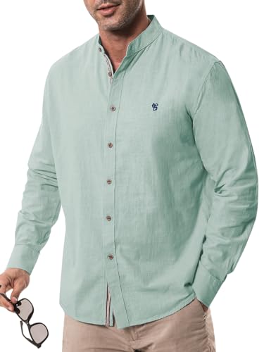 Suwangi Herren Langarmhemd Stehkragen Langarm Hemd Button-Down Freizeithemden Baumwolle Regular Fit Shirts Suwangi Herren Langarmhemd Stehkragen Langarm Hemd Button-Down Freizeithemden Baumwolle Regular Fit Shirts von Suwangi