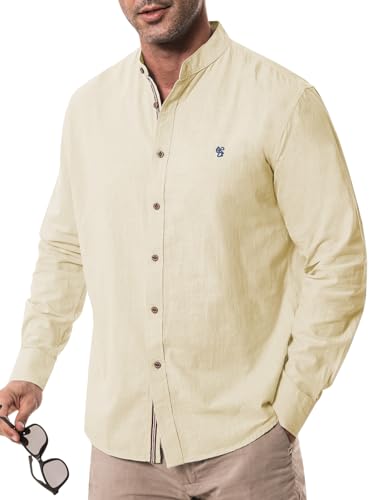 Suwangi Herren Langarmhemd Stehkragen Langarm Hemd Button-Down Freizeithemden Baumwolle Regular Fit Shirts Suwangi Herren Langarmhemd Stehkragen Langarm Hemd Button-Down Freizeithemden Baumwolle Regular Fit Shirts von Suwangi