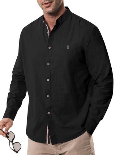 Suwangi Herren Langarmhemd Stehkragen Langarm Hemd Button-Down Freizeithemden Baumwolle Regular Fit Shirts Suwangi Herren Langarmhemd Stehkragen Langarm Hemd Button-Down Freizeithemden Baumwolle Regular Fit Shirts von Suwangi