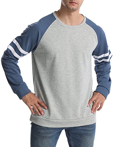 Suwangi Herren Longsleeve Sweatshirt Langarmshirt Sweater Pullover Kontrast T-Shirt mit Rundhalsausschnitt von Suwangi
