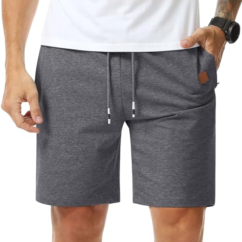 Suwangi Herren Sport Kurze Hosen Jogginghose Sporthose Kurze Sommer Baumwolle Elastische Taille mit Reißverschlusstaschen von Suwangi