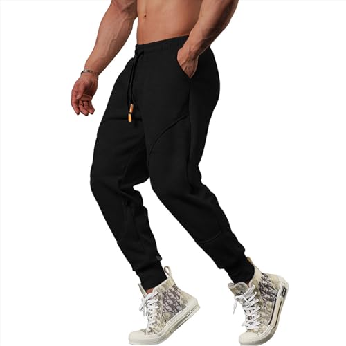 Suwangi Herren Jogginghose Thermo Dicke Trainingshose Jogging Baumwolle Warme Gefütterte Winter Sweatpants Gym Sporthosen mit Taschen von Suwangi