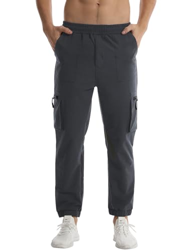 Suwangi Jogginghose Herren Sweatpants aus Verdicktem Gewebe Trainingshose Cargo Hose Sporthose Schnelltrocknende Elastische Taille Laufhose mit Taschen von Suwangi