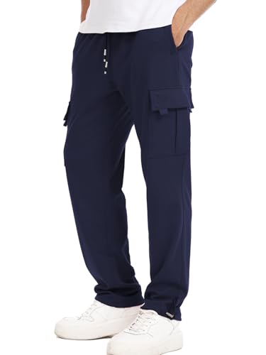 Suwangi Jogginghose Herren Trainingshose Lange Sweathose Sporthose Saum mit Kordelzug Jogginghosen mit Reißverschlusstaschen von Suwangi