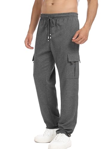 Suwangi Jogginghose Herren Trainingshose Lange Sweathose Sporthose Saum mit Kordelzug Jogginghosen mit Reißverschlusstaschen von Suwangi