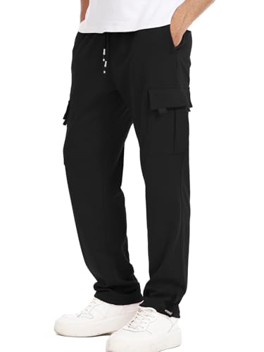 Suwangi Jogginghose Herren Trainingshose Lange Sweathose Sporthose Saum mit Kordelzug Jogginghosen mit Reißverschlusstaschen von Suwangi