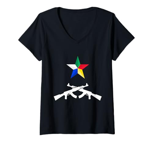 Damen Drusen, Syrien, Libanon, Suwayda, Drusenflagge, Drusenflagge. T-Shirt mit V-Ausschnitt von Suwayda,Druze star,Druze,Flag of Druze,Druze Flag.