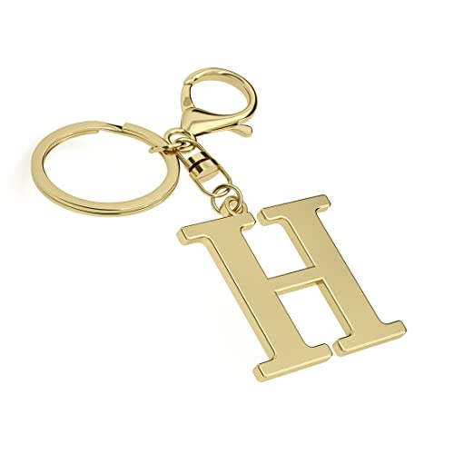 Edelstahl Gold Buchstabe A-Z Schlüsselanhänger für Damen Herren, Initiale Buchstabe Anhänger mit Schlüsselring, Charms für Schlüsselrucksack Tasche, Gold-H, Durchschnittliche Größe von Suweibuke