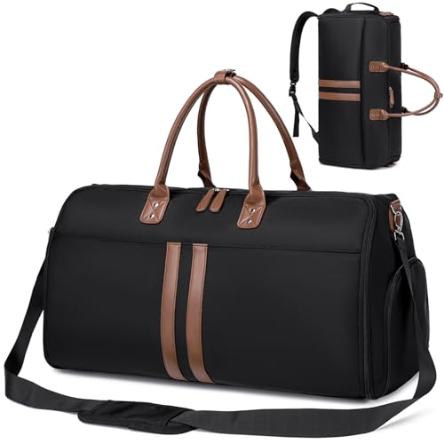 Suweir Kleidersack Reisetasche Anzugtasche Garment Duffle Bag mit Schuhfach Nassfach 3 in 1 Hängenden Faltbaren Koffer Anzug Reisetaschen Travel Bag für Männer, Frauen, Reisen, Business Schwarz von Suweir