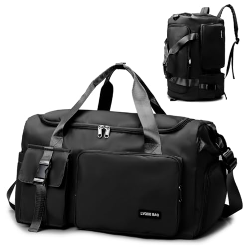 Suweir Sporttasche Damen Herren 42L Reisetasche mit Schuhfach Nassfach Wasserdicht Trainingstasche Travel Duffle Bag mit Rucksack Weekender Schwimmtasche Fitnesstasche für Reisen, Fitness, Sport von Suweir