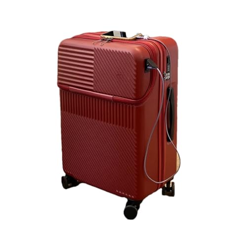 Boarding-Koffer mit Frontöffnung, für Herren und Damen, leichter Trolley, Reisegepäck, modisch, USB-Ladegepäck, rot, 61 cm (24 zoll) von Suwequest