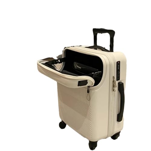 Boarding-Koffer mit Frontöffnung, für Herren und Damen, leichter Trolley, Reisegepäck, modisch, USB-Ladegepäck, weiß, 61 cm (24 zoll) von Suwequest