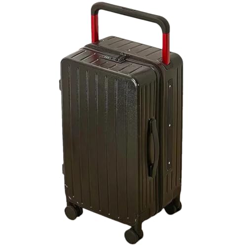 Breiter Trolley-Koffer, PC-Material, explosionssicher, Reißverschluss, Passwort-Koffer, Damen und Herren, modischer Koffer, Schwarz , 61 cm (24 zoll) von Suwequest