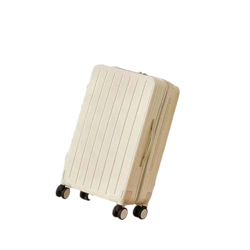 Breiter Trolley-Koffer, PC-Material, explosionssicher, Reißverschluss, Passwort-Koffer, für Damen und Herren, modischer Koffer, Weiß, 55,9 cm von Suwequest