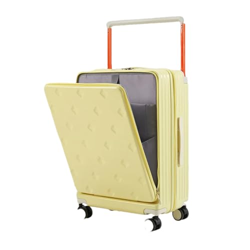 Breiter Trolley Koffer Damen Handgepäckkoffer Frontöffnung Fach Passwort Gepäck, gelb, 61 cm (24 zoll) von Suwequest
