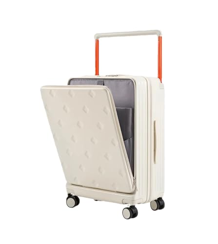 Breiter Trolley Koffer Damen Handgepäckkoffer Frontöffnung Fach Passwort Gepäck, weiß, 61 cm (24 zoll) von Suwequest