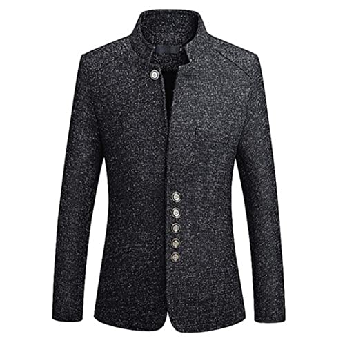 Custom Blazers Chinesischer Stil Stehkragen bedruckte Anzugjacke Business Casual große Größe, Schwarz , XXXL von Suwequest