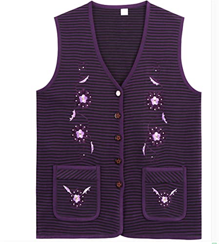 Damen Pullover Weste Mittelalter Senioren Damen Strickjacke Frühling Herbst Pullover Strick Ärmellos Dünne Weste, violett, 48 von Suwequest