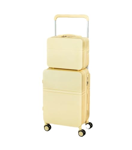 Design Koffer mit großer Kapazität, breiter Griff, für Herren und Damen, Handgepäck, Reisetrolley, Gelb mit Koffer, 51 cm von Suwequest