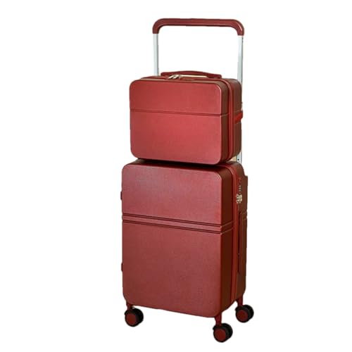 Design Koffer mit großer Kapazität, breiter Griff, für Herren und Damen, Handgepäck, Reisetrolley, Rot mit Koffer, 51 cm von Suwequest