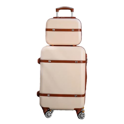 Hartschalen-Rollgepäck-Set für Damen, Retro, Trolleygepäck mit Kosmetiktasche, Vintage-Koffer, A Set1, 51 cm von Suwequest