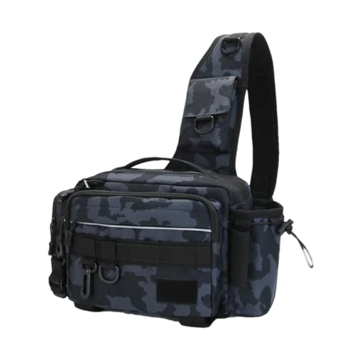 Herren-Angelausrüstungstasche, einzelne Schultertasche, Umhängetasche, Fischköder, Ausrüstung, Aufbewahrung, Angelköder, Outdoor-Taschen, Schwarz-Camo von Suwequest