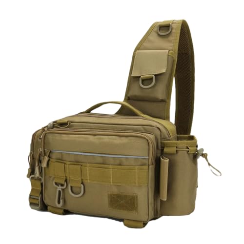 Herren-Angelausrüstungstasche, einzelne Schultertasche, Umhängetasche, Fischköder, Ausrüstung, Aufbewahrung, Angelköder, Outdoor-Taschen, khaki von Suwequest