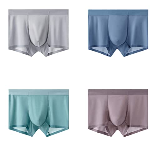 Suwequest Men Boxer Shorts atmungsaktive Eisseide Unterwäsche Mann Boxer Shorts nahtloses männliches Höschen 4pcs Sky Blue XXL 4pcs von Suwequest