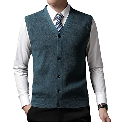 Herren V-Ausschnitt Wolle Strick Ärmellos Cardigan Pullover Weste, Nachtorchidee, XXXL von Suwequest