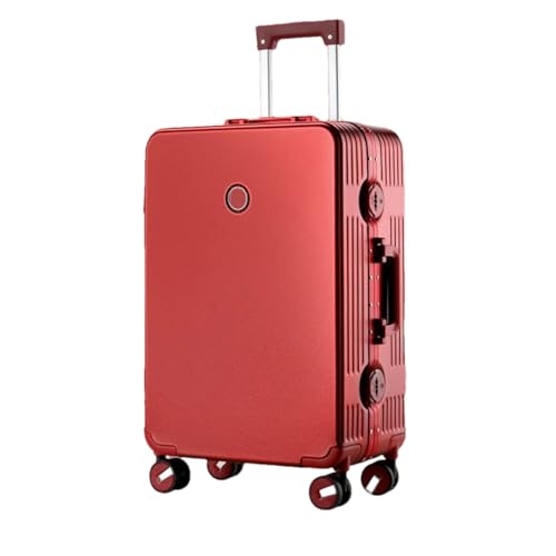 Kabinenrollgepäck für Damen, Aluminiumrahmen, Passwort, Reisekoffer mit universeller leiser Rollen, Trolley, Gepäcktasche, rot, 128 von Suwequest