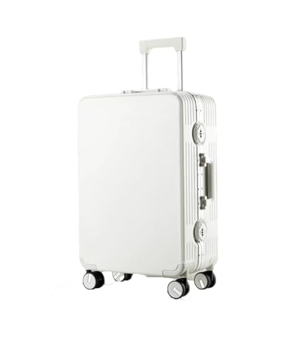 Kabinenrollgepäck für Damen, Aluminiumrahmen, Passwort, Reisekoffer mit universeller leiser Rollen, Trolley, Gepäcktasche, weiß, 51 cm von Suwequest