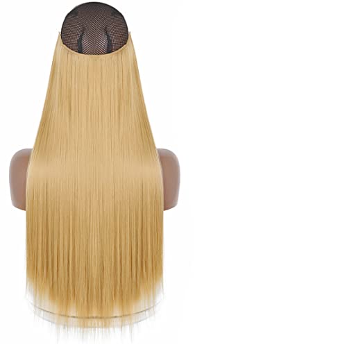 Keine Clips Natürliche Haarverlängerung Synthetisches Künstliches Langes Glattes Haarteil Blond Schwarz Mischfarbe Falsches Haarteil Für Frauen 22 32inch-80cm von Suwequest