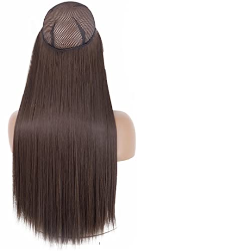 Keine Clips Natürliche Haarverlängerung Synthetisches Künstliches Langes Glattes Haarteil Blond Schwarz Mischfarbe Falsches Haarteil Für Frauen 4 22inch-55cm von Suwequest