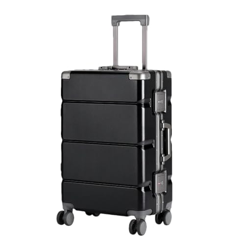 Koffer mit breitem Griff, Reisekoffer für Herren, Handgepäck, Damen, PC, Aluminiumrahmen, Trolley-Koffer, Schwarz , 55,9 cm (22 zoll) von Suwequest