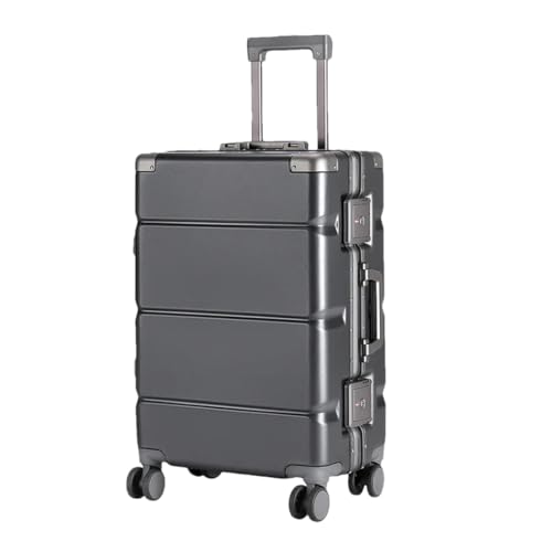 Koffer mit breitem Griff, Reisekoffer für Herren, Handgepäck, Damen, PC, Aluminiumrahmen, Trolley-Koffer, grau, 51 cm von Suwequest