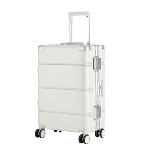 Koffer mit breitem Griff, Reisekoffer für Herren, Handgepäck, Damen, PC, Aluminiumrahmen, Trolley-Koffer, weiß, 66 cm von Suwequest