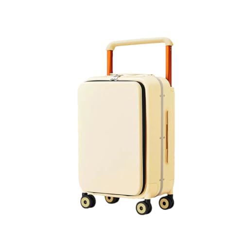 Koffer mit breitem Griff, für Herren, Handgepäck, Damen, Reisetrolley, Kabine, PC, Aluminiumrahmen, Handgepäckkoffer, Lark Yellow, 51 cm von Suwequest