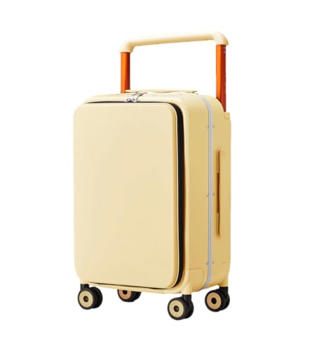 Koffer mit breitem Griff für Herren, Handgepäck, Damen, Reisetrolley, PC, Aluminiumrahmen, Handgepäckkoffer, Lark Yellow 50,8 cm von Suwequest