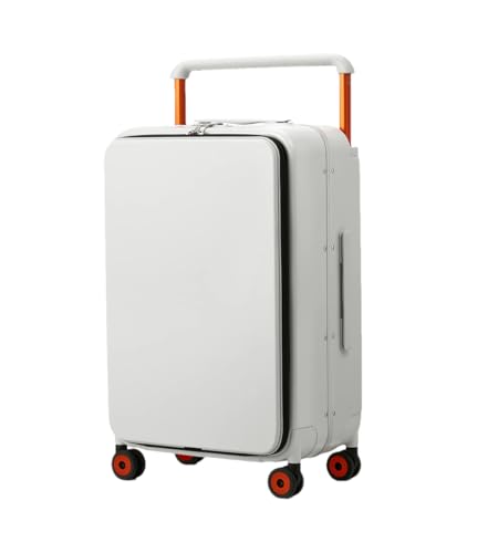 Koffer mit breitem Griff für Herren, Handgepäck, Damen, Reisetrolley, PC, Aluminiumrahmen, Handgepäckkoffer, Rauchweiß, 61 cm von Suwequest